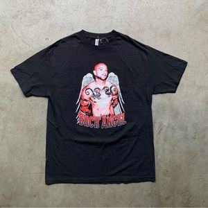 Made in USA Black Buck Angel Short-Sleeve Cotton Graphic T-Shirt Adult Large